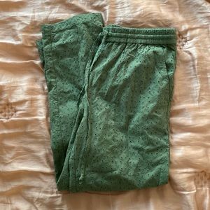 💚Green eyelet ankle pant - 100% cotton
